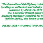 Recreational Off-Highway Vehicle Association Urges Enthusiasts and Industry to Comment on CPSC’s ROV Rulemaking Recreational Off-Highway Vehicle Association Urges Enthusiasts and Industry to Comment on CPSC’s ROV Rulemaking
