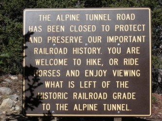 Alpine Tunnel Road Sign