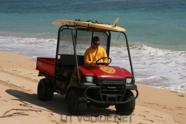 Kawasaki Mule on the beach in Kauai