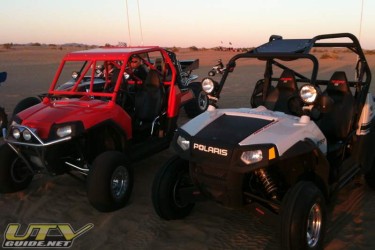 Polaris RZRs at the Sand Drags